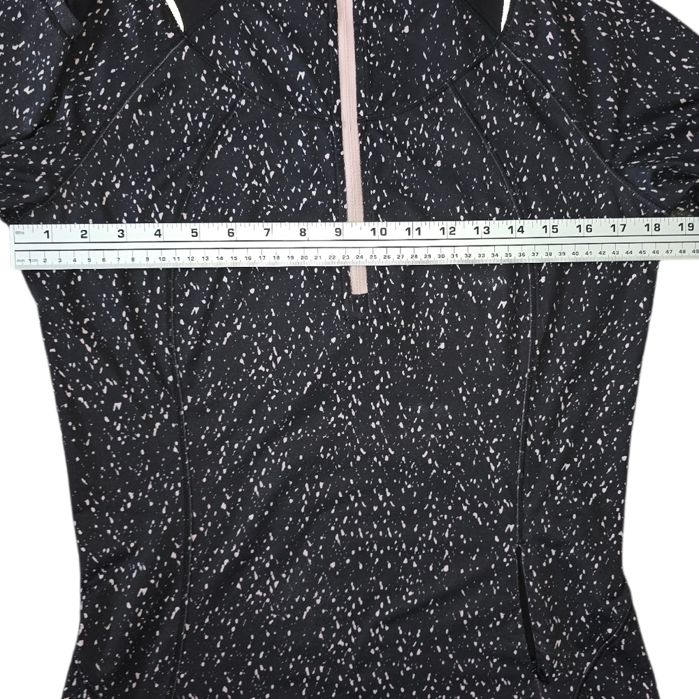 Lululemon Lightweight Black and White Speckled 1/4 Zip Long Sleeve Top Size 8 - Picture 4 of 7